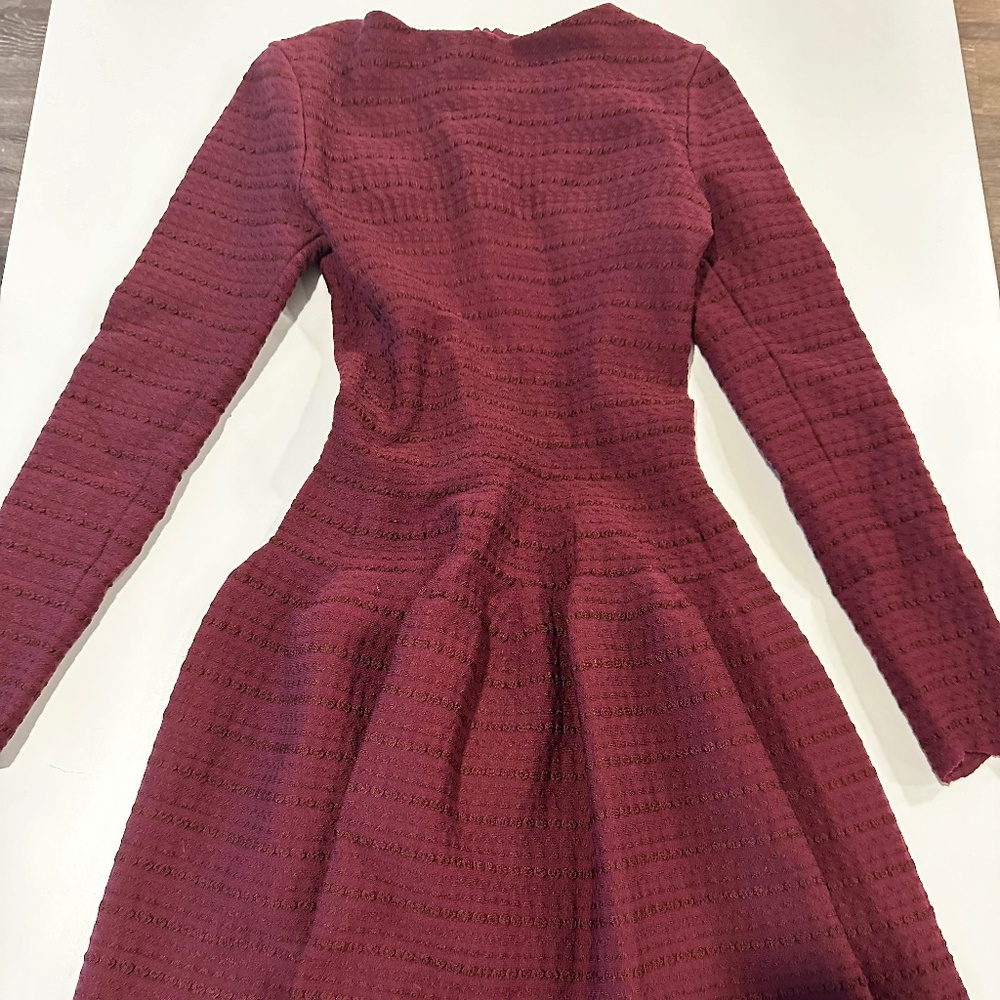ALAIA Red Burgundy Dress Stretch Long Sleeve